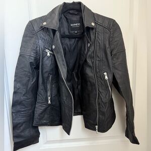 Barneys New York Women's Black Leather Moto Jacket